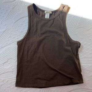 Brown plain tank top